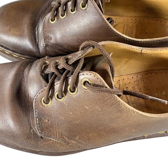 Vtg 90’s Dr Martens Shoes Brown Leather 4 Eye Oxford Grunge England UK 8 US 9 - Picture 7 of 13
